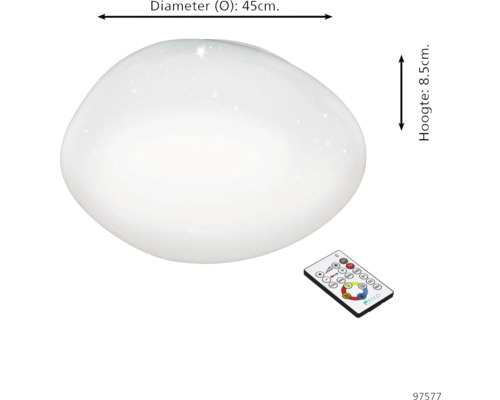 Witte binnenlamp met afstandsbediening, diameter 45 cm
