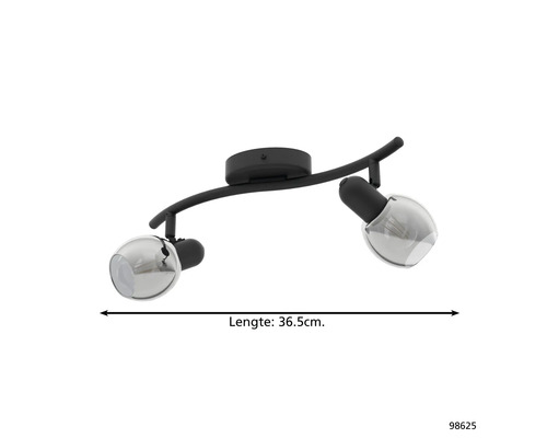 Plafondlamp met twee spots, lengte 36,5 cm