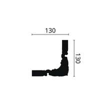 Technische tekening van een hoekprofiel met de afmetingen 130 x 130 mm