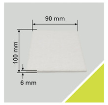 Vierkante filterschuimmat met de afmetingen 100 bij 90 bij 6 millimeter