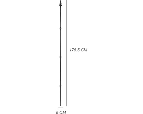 Metalen hekpaal met een lengte van 178,5 cm