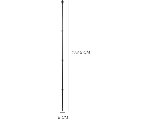 Metalen vlaggenmast met Fleur-de-Lis top, 178,5 cm hoog en 5 cm diameter