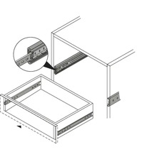 Tekening van een ladegeleider met lade