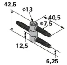 Technische tekening van een verbindingsstuk met maatvoering