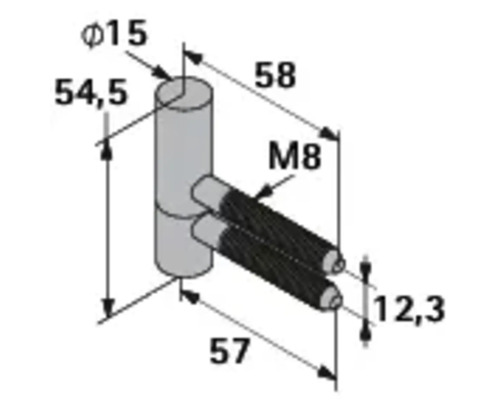 Technische tekening van een verbindingsstuk met maatvoering