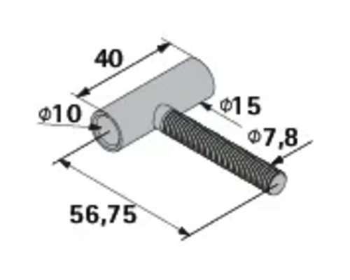 Technische tekening van een bout met afmetingen