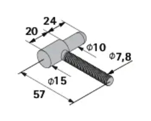 Technische tekening van een meubelknop met maataanduidingen