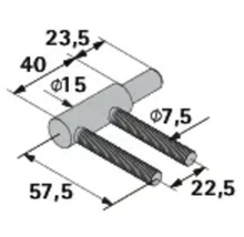 Technische tekening van een meubelconnector met afmetingen