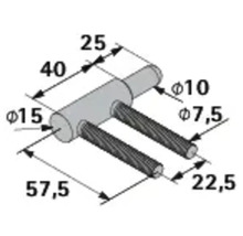 Technische tekening van een draadkabelhouder met afmetingen
