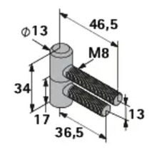 Technische tekening van een grendel met maataanduiding