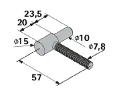 Technische tekening van een meubelgreep met maatvoering
