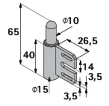 Technische tekening van een meubelbeslag met maataanduidingen