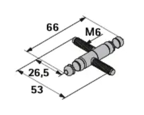 Technische tekening van een verbindingsstuk met maatvoering