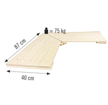 Houten onderdeel met afmetingen 87 cm x 40 cm, draagvermogen 75 kg