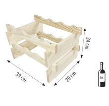 Houten wijnrek voor zes flessen met maatvoering