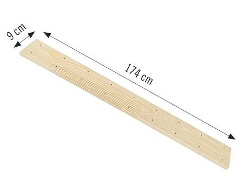 Houten lat met afmetingen 174 cm lang en 9 cm breed