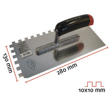 Gipsbijl met getand blad, 280 x 130 millimeter, vertanding 10 x 10 millimeter