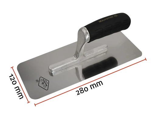 Gladde pleisterspaan van de metselaar met afmetingen 280 mm x 120 mm.