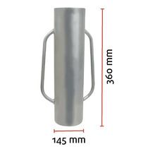 Paalrammer met een lengte van 360 mm en een diameter van 145 mm
