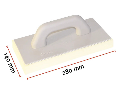 Sponsbord met de afmetingen 280 bij 140 millimeter.