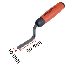 Voegenboy met handvat en afmetingen van tien bij vijftig millimeter.