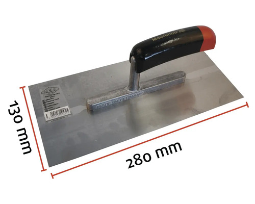 Metseltroffel van Maurer met een bladlengte van 280 millimeter en een bladbreedte van 130 millimeter.