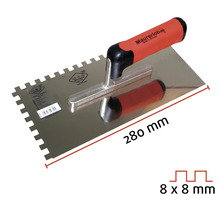 Tegellijm spatel, 280 mm, 8x8 mm vertanding