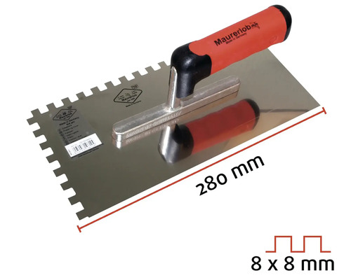 Tegellijm spatel, 280 mm, 8x8 mm vertanding