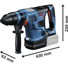 Bosch boorhamer met een lengte van 430 mm, een hoogte van 250 mm en een breedte van 93 mm