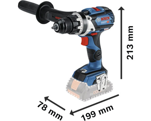 Bosch Professional accuschroefboormachine met afmetingen