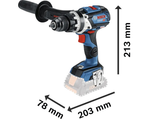 Bosch Professional accuslagboormachine met afmetingen