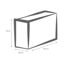Afbeelding met maatvoering: hoogte 60 cm, diepte 39,5 cm, lengte 99,5 cm