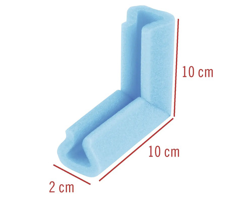 Hoekbeschermer van schuim, 10 cm x 10 cm x 2 cm