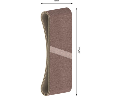 Schuurband met de afmetingen 75 mm bij 457 mm