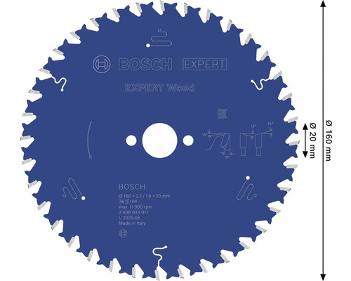 Bosch Expert houtzaagblad, diameter 160 millimeter