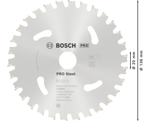 Bosch Pro staal cirkelzaagblad, diameter 136 millimeter
