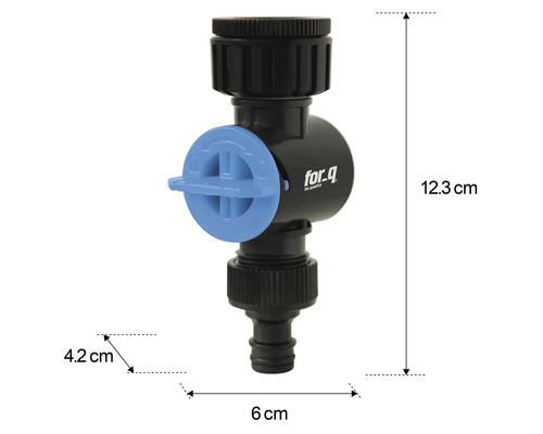 For Q Logo Waterkraan met afmetingen