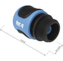 For_q logo, kraanstuk met een diameter van 3,5 cm en een lengte van 5,8 cm