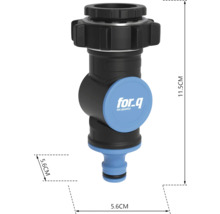 For_q Logo kraanconnector met afmetingen van 11,5 x 5,6 centimeter