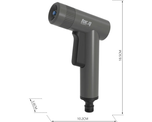 For Q waterpistool met afmetingen