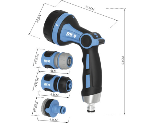 For Q multifunctionele spuitmond met productafmetingen