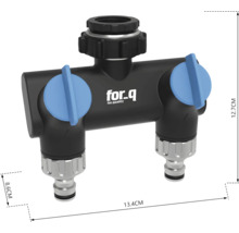 for_q waterverdeler met afmetingen 13,4 x 8,6 x 12,7 cm