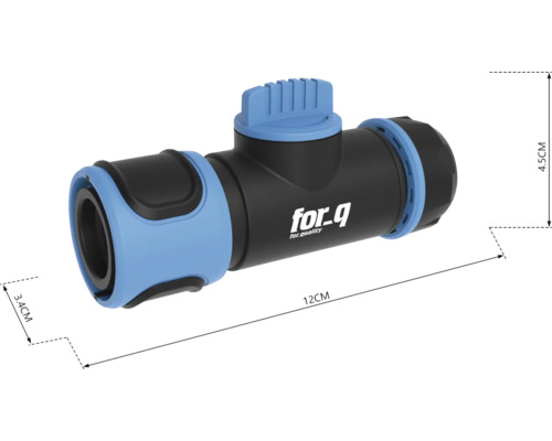 Tuinslangafsluiter met een lengte van 12 centimeter
