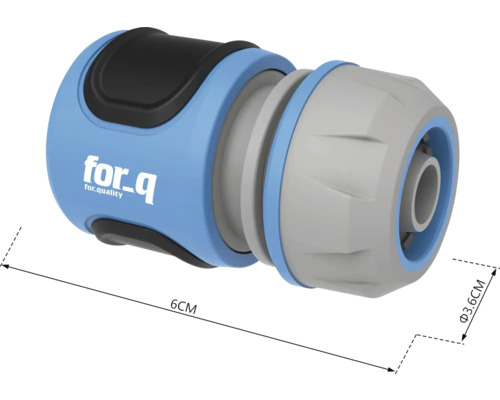 For-q Logo koppelstuk voor tuinslangen, 6 cm lengte