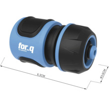 Tuinslangkoppeling met afmetingen 6,3 cm lang en 3,6 cm diameter