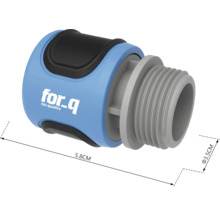 for_q slangconnector met schroefdraad en de afmetingen 5,8 cm lang en 3,5 cm diameter