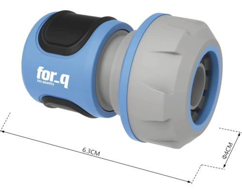 Tuinslangkoppeling met afmetingen 6,3 cm lengte en 4 cm diameter