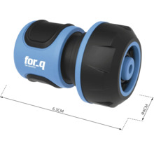 Tuinslangkoppeling met een lengte van 6,3 centimeter en een diameter van 4 centimeter