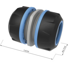 Pijpverbinding met afmetingen van 5,6 cm lang en 4,7 cm diameter
