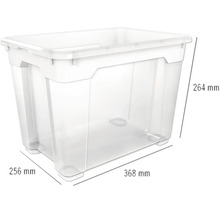 Opbergdoos van kunststof met afmetingen van 368 x 256 x 264 millimeter
